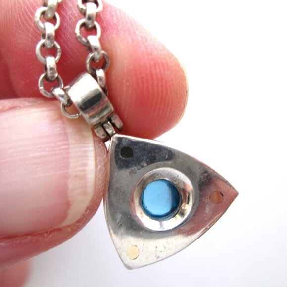 ✨💙 RARE IVAN DOBREN STERLING SILVER AND 14K GOLD BLUE TOPAZ PENDANT NECKLACE - Picture 8 of 16